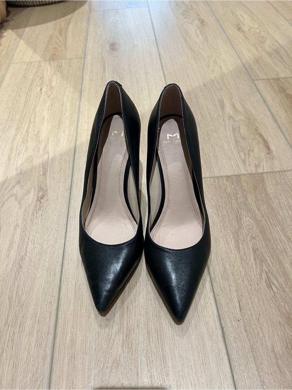 Marc Fisher Black Pointed Toe Leather Pumps